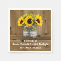 Sunflower Mason Jar Burlap + Lace Wedkins
