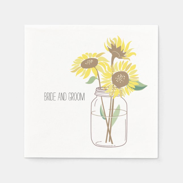Guardanapo De Papel Sunflower Mason Jar Wedding (Frente)