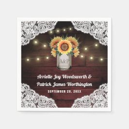 Guardanapo De Papel Sunflower Mason Jar Wood Lace Casamento Napkins