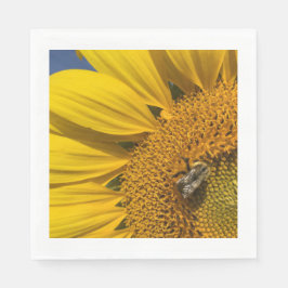 Guardanapo De Papel Sunflower Photo Summer Bee Botanical