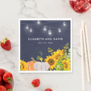 Guardanapo De Papel Sunflower Pumpkin String Luzes Casamento Russo
