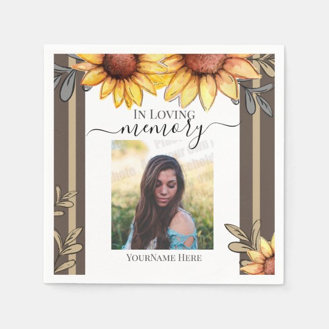 Guardanapo De Papel Sunflower Simple Photo Funeral Keepsasaame (Frente)