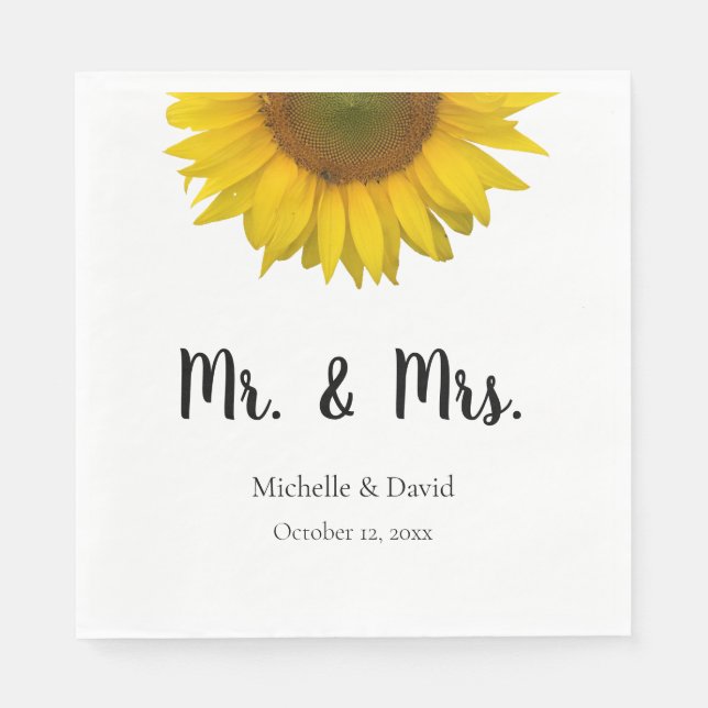 Guardanapo De Papel Sunflower Sr. & Sra. Wedding Elegant Typografia (Frente)