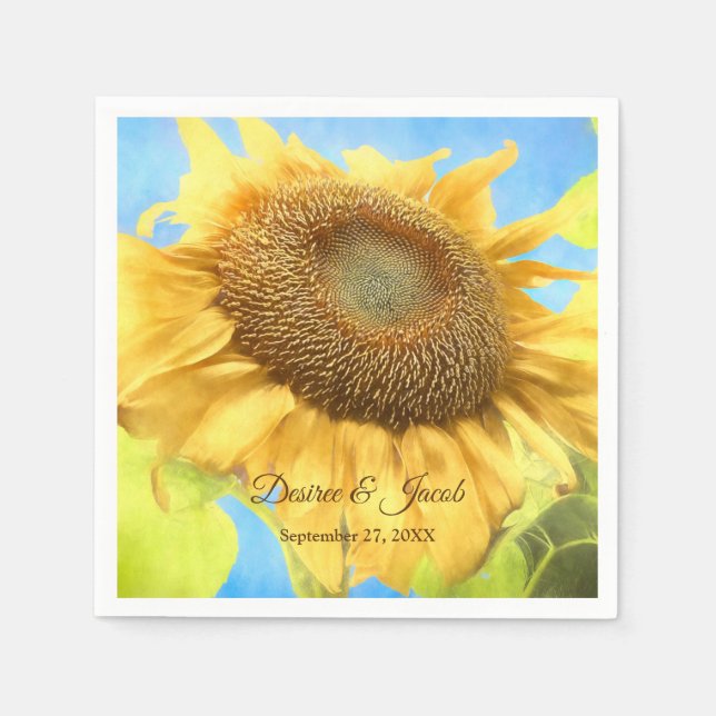 Guardanapo De Papel Sunflower Yellow Country Rustic Wedcolor (Frente)