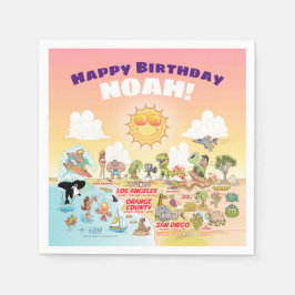 Guardanapo De Papel Sunny SoCal Custom Birthday Napkins