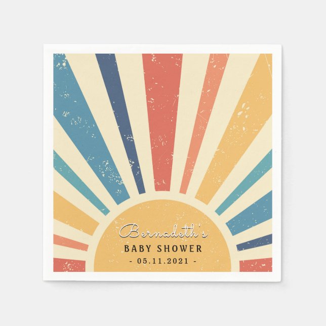 Guardanapo De Papel Sunrise I Retro Sun I Boho Sunshine (Frente)