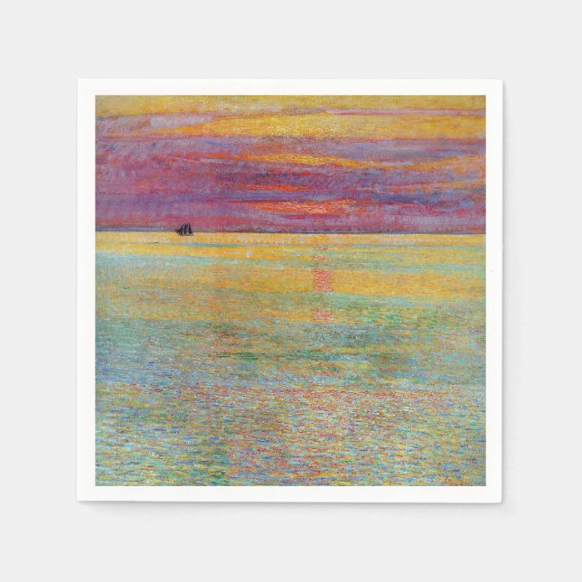Guardanapo De Papel Sunset at Sea (por Childe Hassam) (Frente)