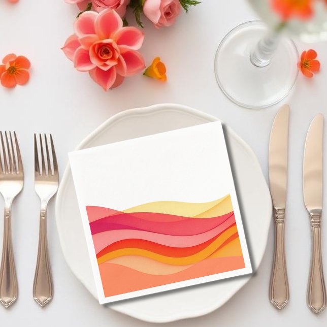 Guardanapo De Papel Sunset Color Waves Modern Wedding (Sunset Color Waves Modern Wedding Napkins )