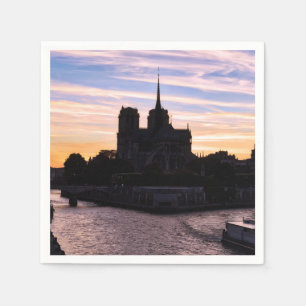 Guardanapo De Papel Sunset on Notre Dame de Paris - Paris, França