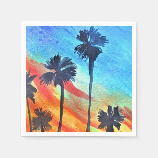 Guardanapo De Papel Sunset Palm tree surf (Frente)
