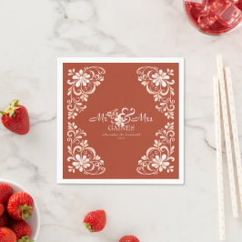 Guardanapo De Papel Sunset Rust Chique Sr. & Sra. Wedding Napkin