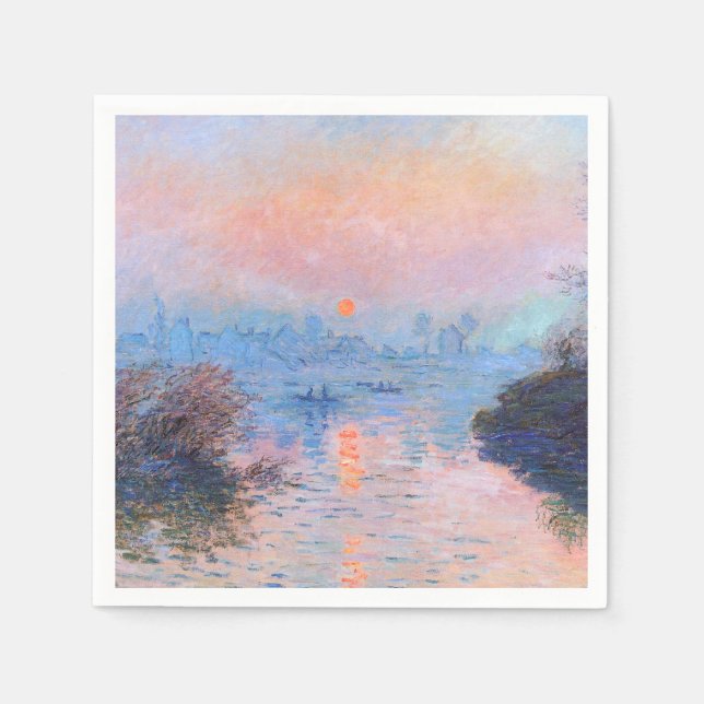 Guardanapo De Papel Sunset sobre o Seine Claude Monet (Frente)