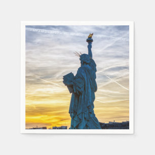 Guardanapo De Papel Sunset sobre Réplica da Estátua da Liberdade em