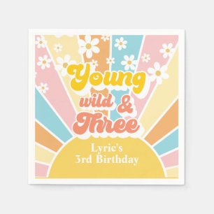 Guardanapo De Papel Sunshine Retro Daisy aniversário de 3 anos