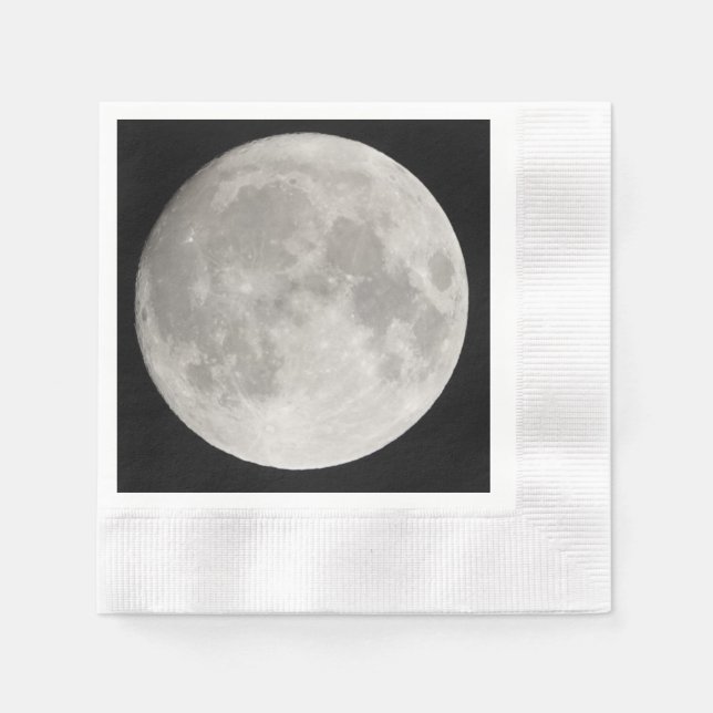 Guardanapo De Papel Superlua no céu negro (Frente)
