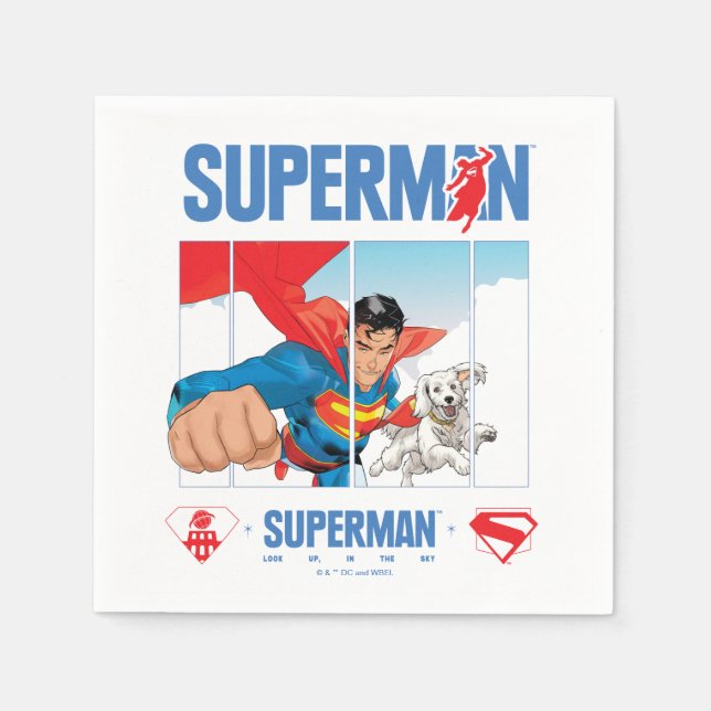 Guardanapo De Papel Superman e Krypto Tomar Voo (Frente)