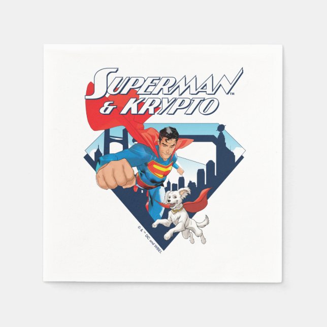 Guardanapo De Papel Superman & Krypto Soar (Frente)
