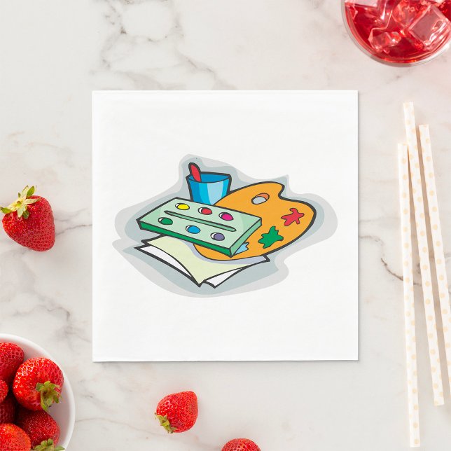 Guardanapo De Papel Suprimentos de arte Paleta de aquarela e pincel (Criador carregado)