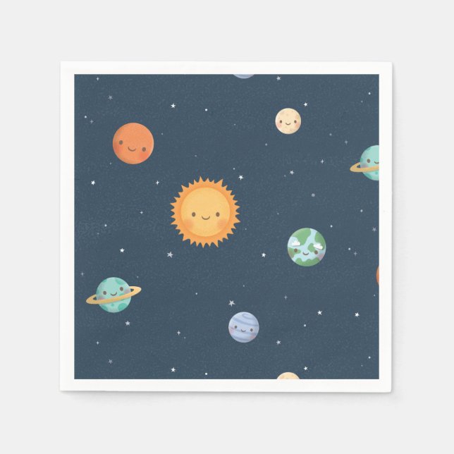 Guardanapo De Papel Suprimentos para Festa do Sol e Planetas no Espaço (Frente)