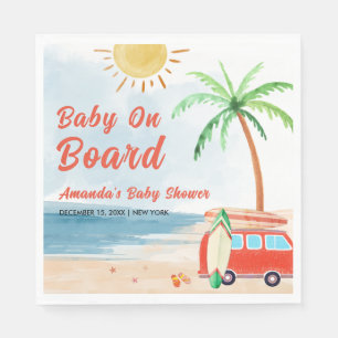 Guardanapo De Papel Surf Beach Baby On Conselho Chá de fraldas