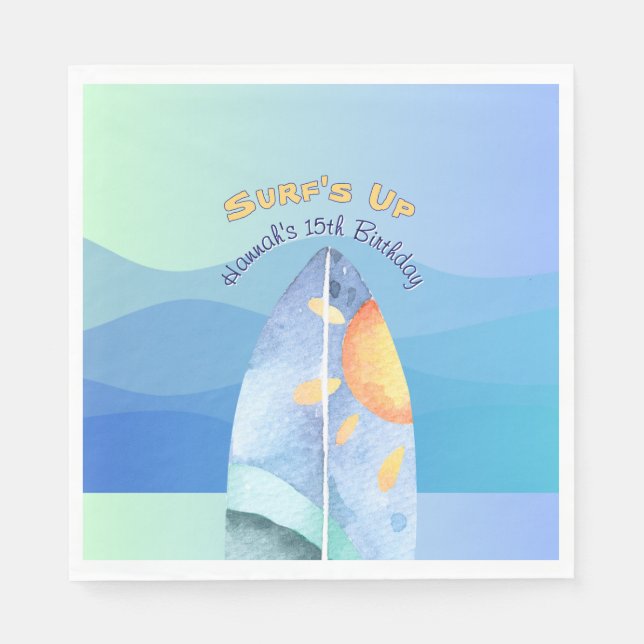 Guardanapo De Papel Surf Divertido Aniversário (Frente)