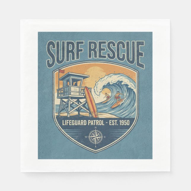 Guardanapo De Papel Surf Rescue Lifeguard Patrol Est 1950 (Frente)