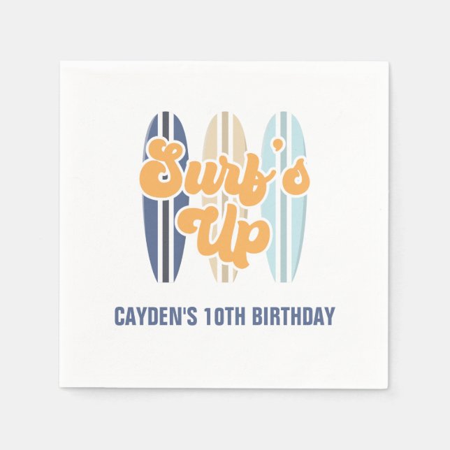 Guardanapo De Papel Surf Surfboard Beach Birthday ClassRound S (Frente)