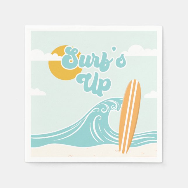 Guardanapo De Papel Surf Up Beach Birthday Napkins (Frente)