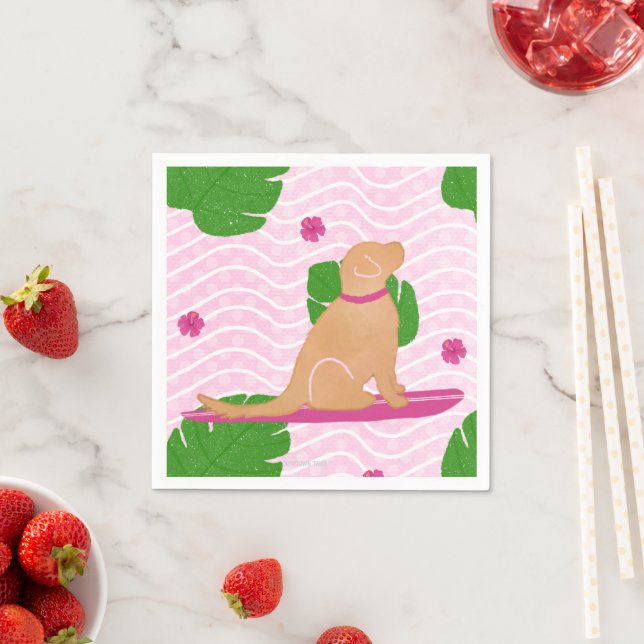Guardanapo De Papel Surfing Island Yellow Dog Paper Napkin (Insitu)