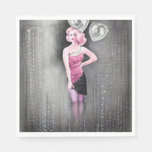 Guardanapo De Papel Surreal Art Deco Vintage Flapper e Balões