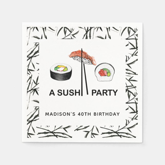 Guardanapo De Papel Sushi Birthday Personalizado (Frente)