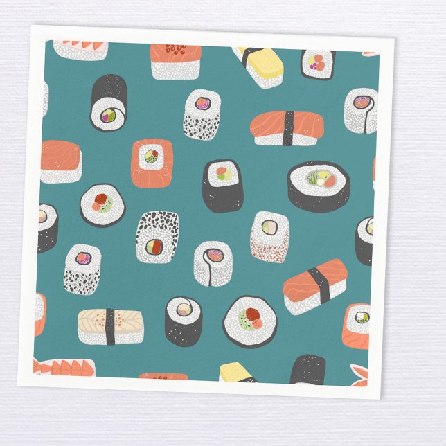 Guardanapo De Papel Sushi Nigiri Maki Roll Pattern (Japanese sushi themed paper napkins)