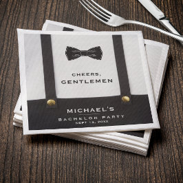 Guardanapo De Papel Suspenders Bowtie Cheers Gentlemen Bachelor Party