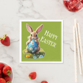 Guardanapo De Papel Süßer Osterhase mit einem Osterei - 