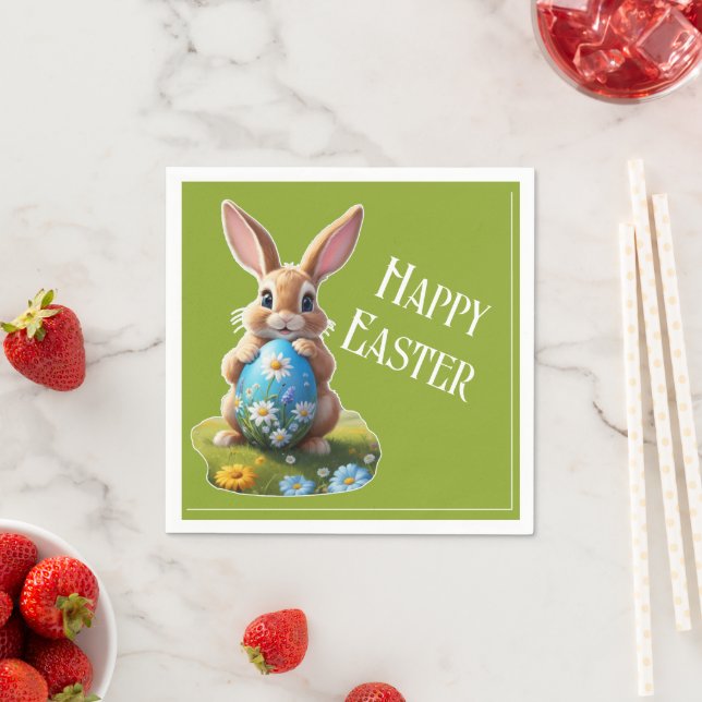 Guardanapo De Papel Süßer Osterhase mit einem Osterei -  (Insitu)