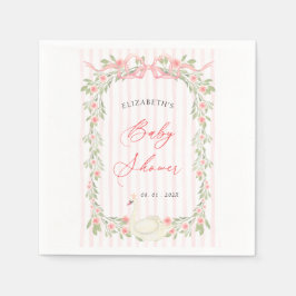 Guardanapo De Papel Swan Pink Bow Floral Baby Shower