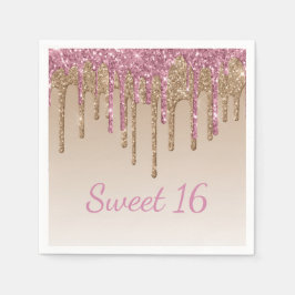 Guardanapo De Papel Sweet 16 Glam Script Ombré Sparkle