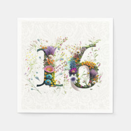 Guardanapo De Papel Sweet 16 Happy Birthday Wildflower Text
