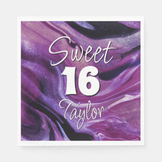 Guardanapo De Papel Sweet 16 Purple Marble Personalized