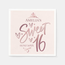 Guardanapo De Papel Sweet 16 Sixteen rose gold