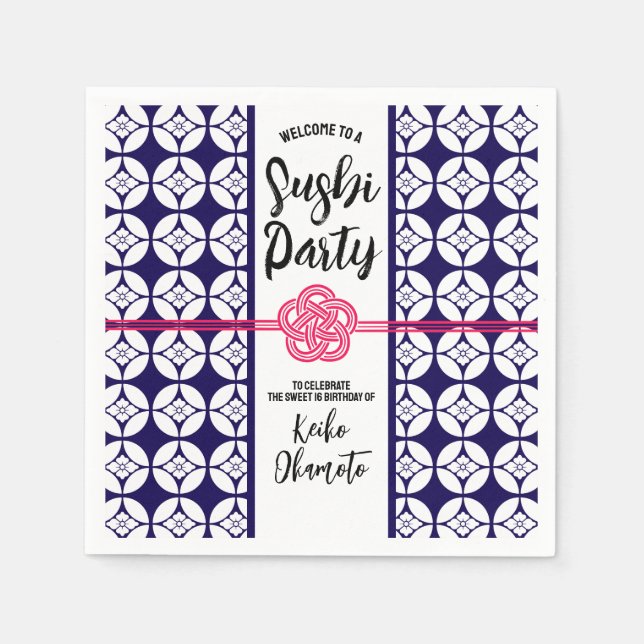 Guardanapo De Papel Sweet 16 Sushi party 花菱七宝紋 Hanabishi Shippo (Frente)