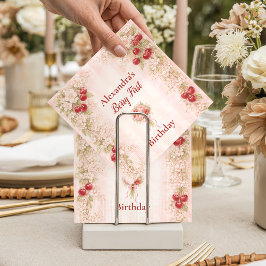 Guardanapo De Papel Sweet Cherry Floral First Birthday 1st Birthday