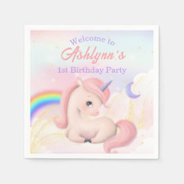 Guardanapo De Papel Sweet Elegant Cute Pink Watercolour Unicorn party