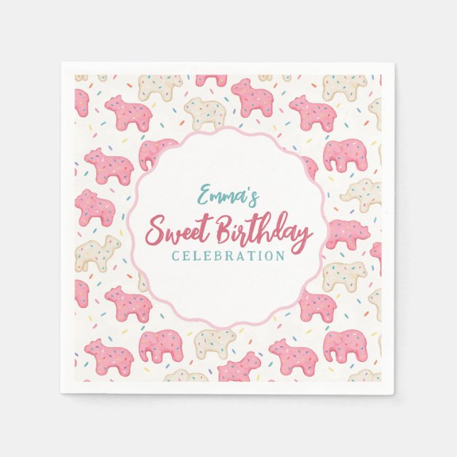 Guardanapo De Papel Sweet Frosted Animal Cookies Birthday (Frente)