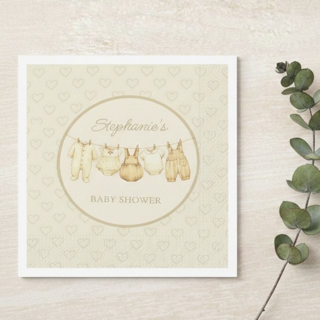 Guardanapo De Papel Sweet Heart Pattern Baby Shower (Gender neutral baby shower napkin)