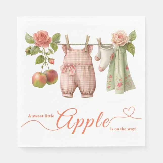 Guardanapo De Papel Sweet Little Apple Baby Shower | Fall Rustic Baby  (Frente)