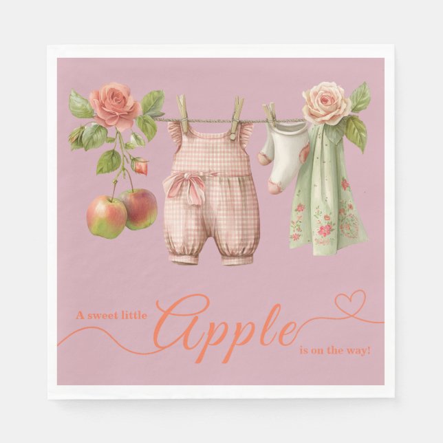 Guardanapo De Papel Sweet Little Apple Baby Shower | Fall Rustic Baby  (Frente)