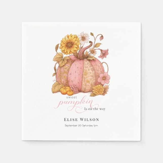 Guardanapo De Papel Sweet Little patch pumpkin florals is on the way (Frente)