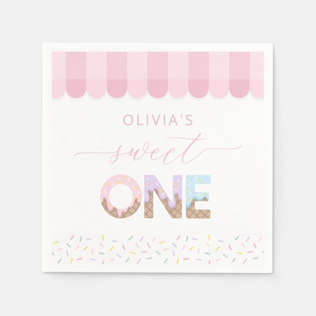 Guardanapo De Papel Sweet One Sorvete Birthday Napkins (Frente)