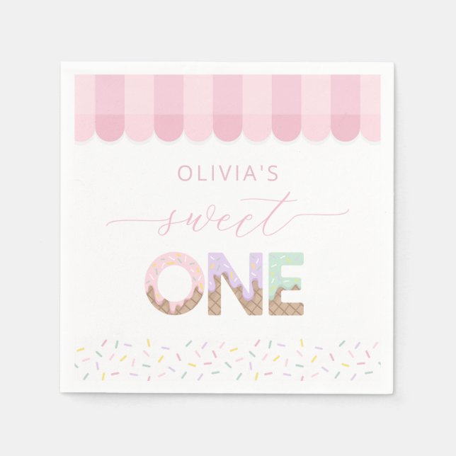 Guardanapo De Papel Sweet One Sorvete Birthday Napkins (Frente)